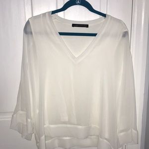 Zara White Blouse with Flared Sleeves